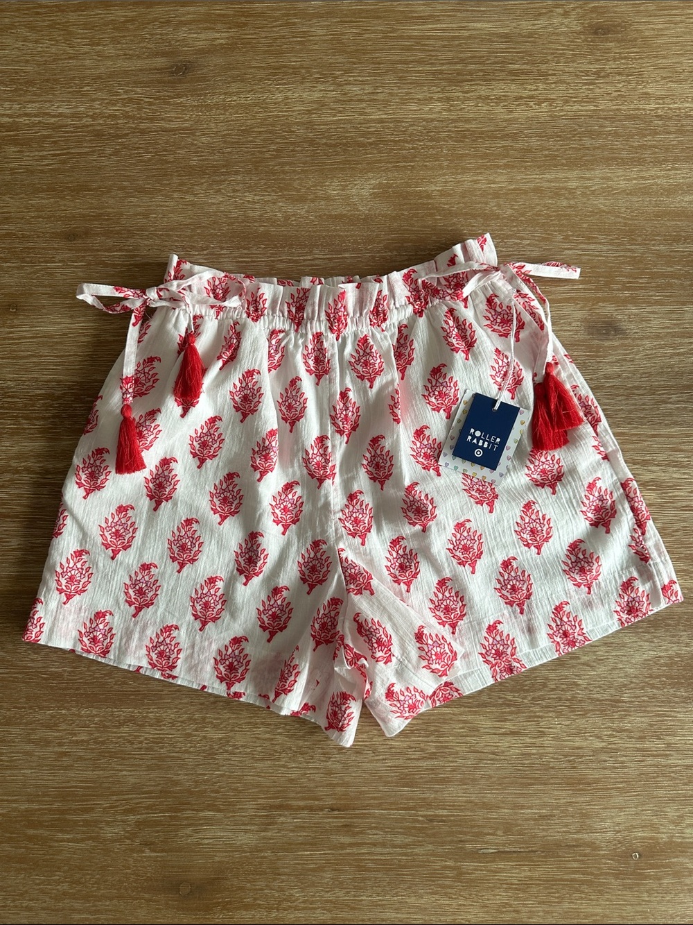Roller Rabbit x Target White Pull-On Shorts Pink Floral Block Print Size XS NWT